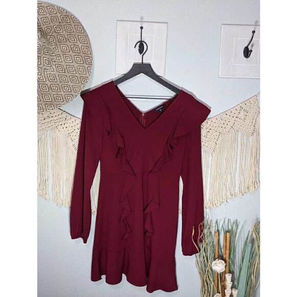 Mittoshop Ruffle Maroon Dress - Picture 1 of 16